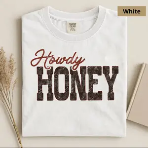 Comfort Colors Vintage Howdy Honey T-shirt, Retro Western Checkered T-shirt, Country Cowgirl Sublimation, Southern Style Western Gift