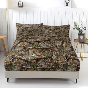 Dry tree leaf print pattern bed sheet, comfortable print pattern, including 1 bed sheet and 2 pillowcases, comfortable bedding, anti slip dust cover suitable for bedrooms and guest rooms, suitable for adult gifts, Bed Sheet Set