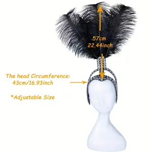 [Vibrant Feather Headdress] Colorful Vibrant Carnival Feather Headdress | with Sparkling Headpiece, Rhinestone Embellishments & Boa Constrictor Feathers | for Costume Parties, Parades & Themed Events, Adults Masks Black