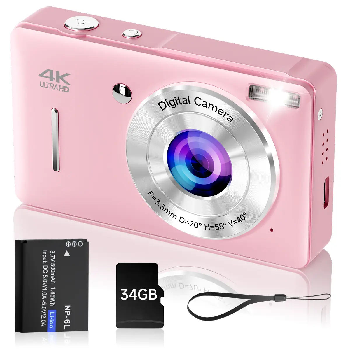 Y2K Style Retro Digital Camera, Pocket Point and Shoot Camera with 16X Digital Zoom, 32GB Micro SD Card, LCD Screen, Photo Effects, Video Recording, Simple Interface, Compact Portable Camera for Teenage Girls, Friends and Everyday Photography, Gift