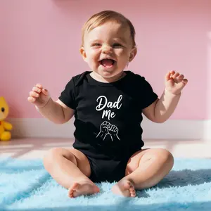 Dad + Me Baby Bodysuit, Funny Infant Newborn Clothes 100% Cotton Jumpsuits Baby Boys Girls Casual Rompers Baby Gift Baby Short Sleeves Onesie Clothes Letter Pattern Baby Outfit for Outdoor Indoor