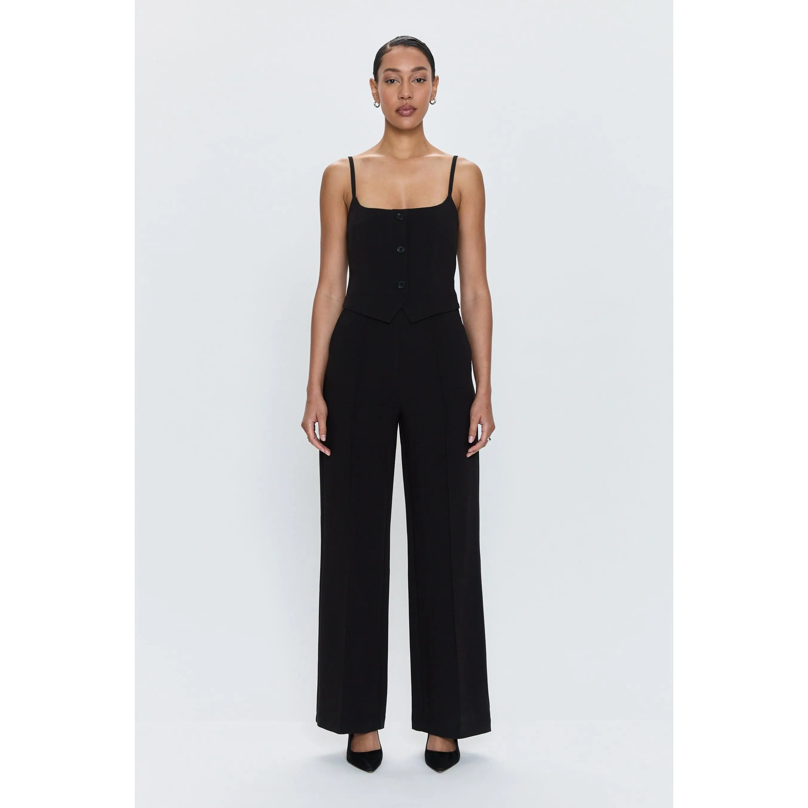 Marcia Wide Leg Pantsuit- Black