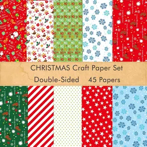 45 Sheets Christmas Pattern Paper Set, A4 Christmas Decorative Paper for DIY Scrapbook Card Making Decoration, 10 Designs