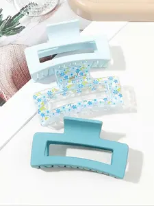 3 Pcs Medium Floral Heart Shark Clips Hair Claws, Cute Sweet Backside Hair Clips, Daily All-Season Hair Accessories Set, Floral Hair Accessory