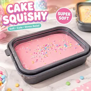 Box Cake Slime Squishy Toy, Fun Moldable Stress Relief Fidget Toy for Kids & Adults, Creative Hobby Plaything with Great Playability, Soft Squish Sensory Toy for Relaxation & Daily Entertainment