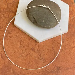 Sterling Silver Round Omega 1.20mm Cable Neck Wire Necklace Removable Clasp