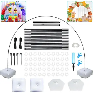 Balloon Arch Stand Kit with Water Base, 10FT Wide & 9FT Tall Adjustable Balloon Garland Stand with 50Pcs Balloon Clips for Wedding Birthday Baby Shower Graduation Party Supplies Halloween Decoration