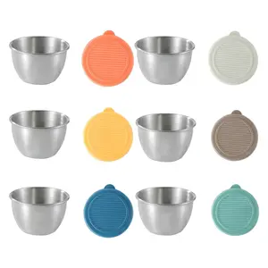 Explorinox Small（2.36in）Salad Dressing Container 1.6oz Leakproof Airtight Dip Container with Lids Reusable Stainless Steel Condiment Cups for Lunch Boxes Picnics And Travel Durable Eco-Friendly Food-Grade Silicone 304 Stainless Steel