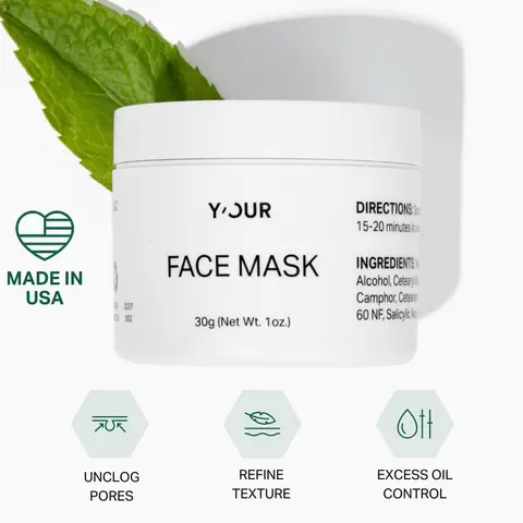 Y'OUR Purifying Clay Skin Mask - Deep Pore Detox, Redness Relief, Anti-Acne, Alcohol-Free with Glycolic Acid, Salicylic Acid, Bentonite Clay - Night Routine, Blemish Treatment, Minimize Texture, Radiance Boost, Valentine Gift for Her
