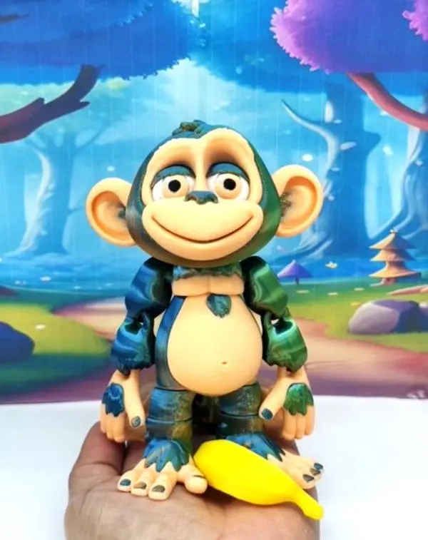 3D Printed Articulated Monkey Fidget Toy, 5" Articulated Posable, Hangable Monkey, Stands on Its Own for Fun Poses and Display, Executive Desk Toy, Fidget Toy 3D Printed in USA