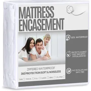 Zippered Mattress Encasement -  Mattress Protector Zippered - 6-Sided  Mattress Cover with Zipper for Complete Protection - Soft, Noiseless, Machine Washable
