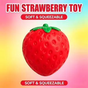 Stress Relief Toy Strawberry Squishy, Soft Squeeze Fidget Toy with Strawberry Shape, Sensory Play Toy for Kids Teens and Adults, Portable Desk Toy for Office Breaks, Classroom Prize, Teacher Reward, Party Favor, CPC Compliant, Single Pack
