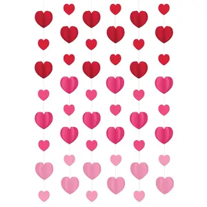 Valentine's Day Dimensional Hearts String Decoration, 7 ft