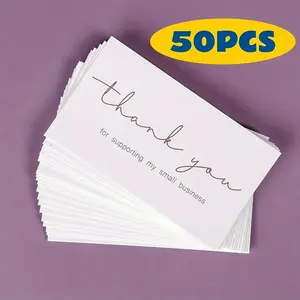 Modern Minimalist Thank You Card (50pcs/pack), Gift Wrapping Decoration Card, Small Business Gift Thank You Card, Flower Arrangement Card, Durable Cardstock