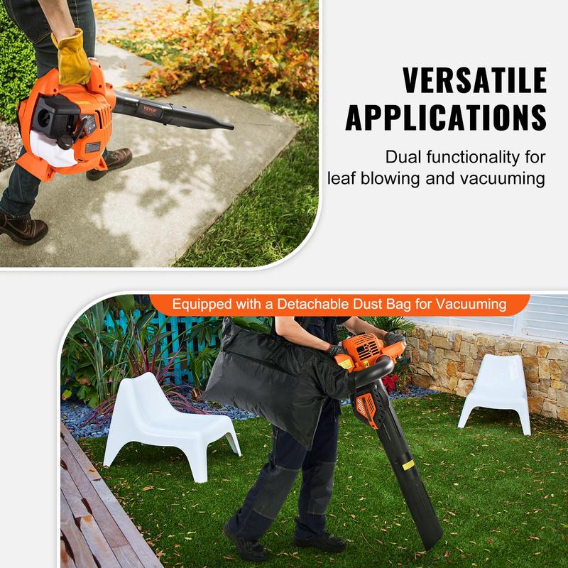 VEVOR Leaf Blower, TikTokShopBlackFriday, 26CC 2-Cycle Handheld Leaf Blower with A Fuel Tank, 2-in-1 Blower 425CFM Air Volume 156MPH Speed, Ideal for Lawn Care, Leaf Cleaning, and Snow Removal