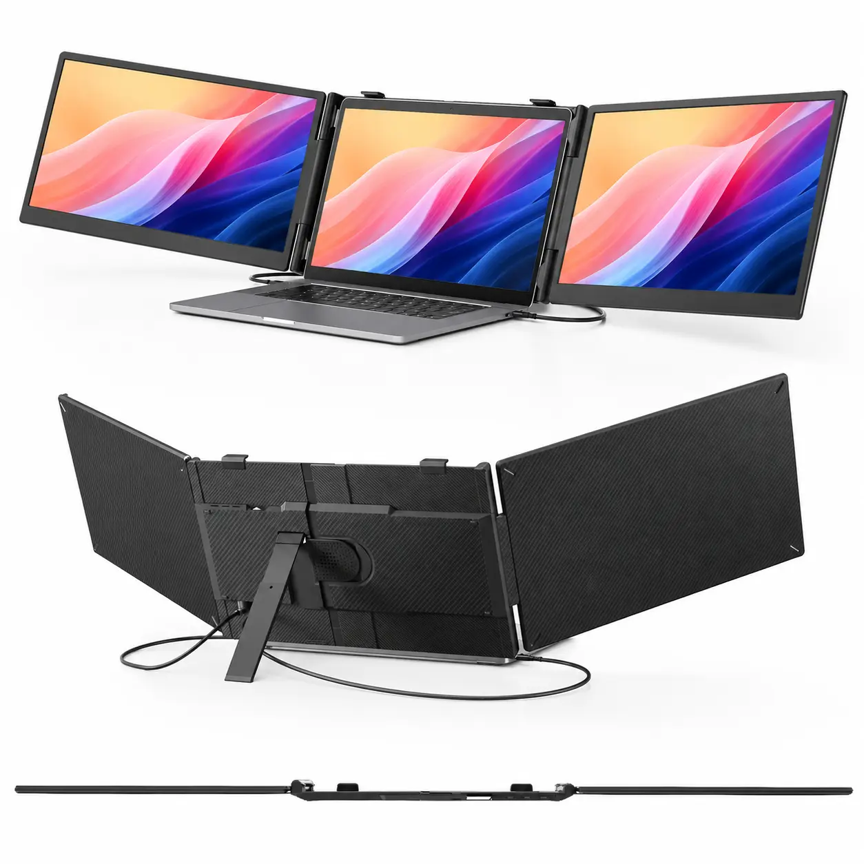 Cevaton 14" Dual-Screen Laptop Monitor Extender, Ultra-Slim Portable External Display, Foldable Dual Monitor Extender for 13.3"-17.3" Laptops, Dual Screen Setup for Multitasking & Travel #TikTokBackToSchool