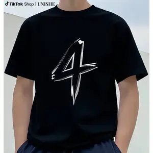 Trendy Men's Sportswear with Number 4 Lightning Bolt, Suitable for Outdoor and Casual Use