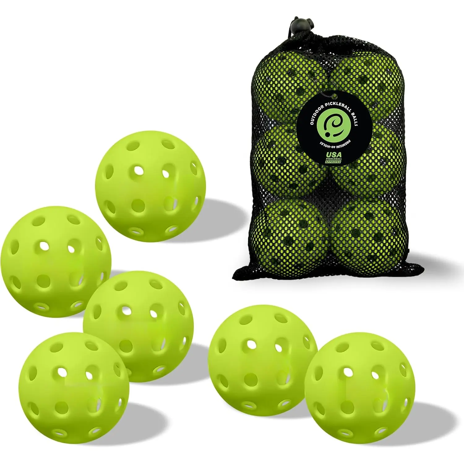 6-Pack  Pickleball Balls - USAP Approved, 40 Holes Outdoor/Indoor Pickle Balls with Bag, Perfectly Balanced, High Bounce True Flight, Pickle Ball for Tournament Play