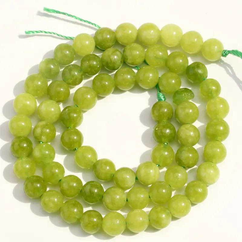 Peridot Natural Peridot Crystal Beads - 4/6/8/10mm Green Quartz Round Loose Beads, Crystal Beaded, Bead Assortment, Crafting Beads, for jewelry making, DIY bracelets, necklaces, mobile phone charms, Christmas gift accessories, 15-inch strand
