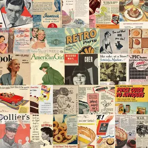 Vintage Magazine Newspaper Pattern Sticker, 200pcs/set Retro Sticker, DIY Decorative Sticker for Phone Case, Computer, Guitar, Bag, Water Cup, Scrapbook Materials Sticker Packs
