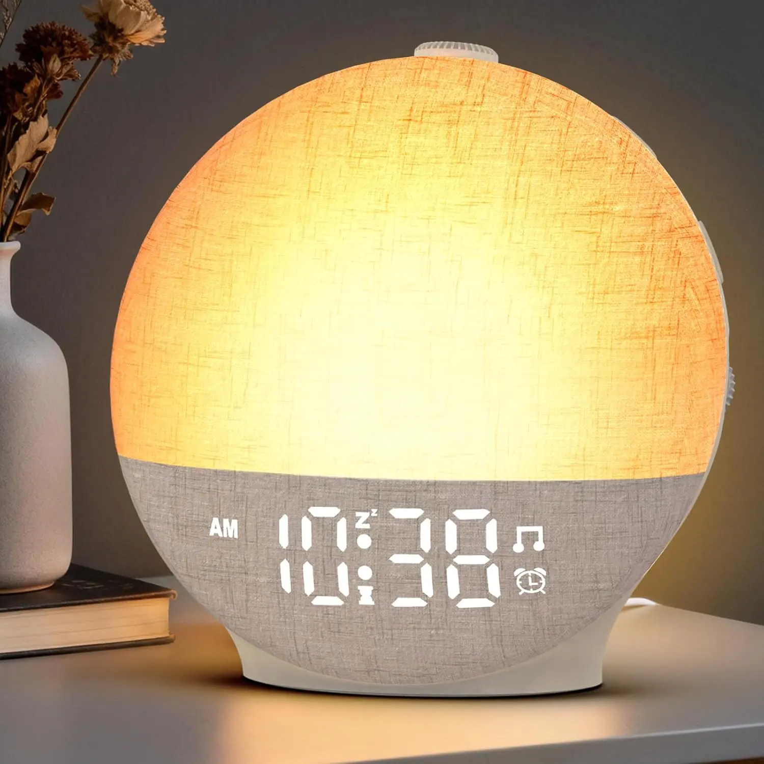 Leclstar Sunrise Alarm Clock White Noise Machine - Natural Wake Up Light, 12-Color Dimmable Night Light Clock  with 30 Sleep Sounds for Bedroom Adults