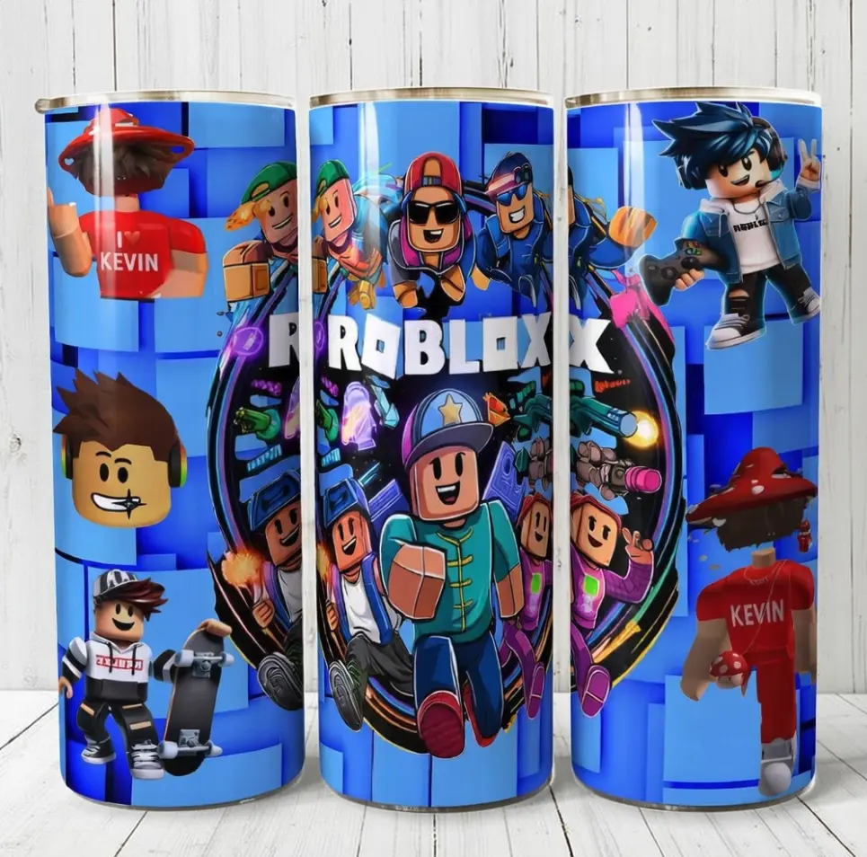 Cartoon Robl.ox Bloxy Cola Characters 20oz Tumbler, Roblox Gamer Tumbler Gift, Stainless Steel Tumbler Gift