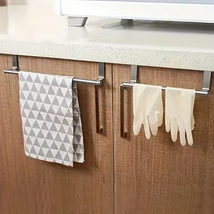 1pcs elegant stainless steel towel bar, stylish, non-perforated door hanging towel rack, very suitable for bathroom and kitchen towel storage, durable space-saving shelf for home use, but also suitable for Christmas and Halloween festivals.