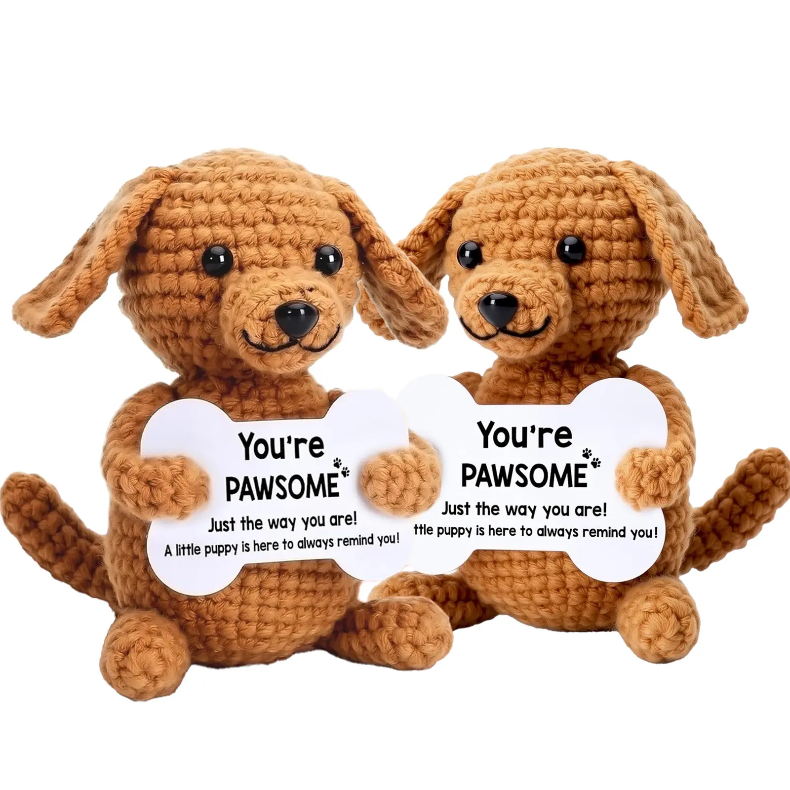 1pc Hand-Knitted Crocheted Yarn Soft Stuffed Mini Dog Ornament - Home Desk Decoration Accessory, Emotional Support Gift for Women, Christmas Stocking Stuffer