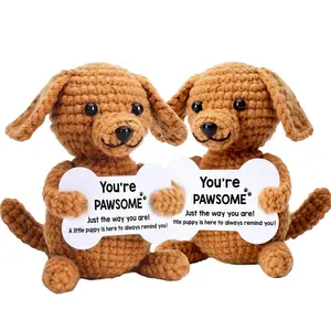 Funny Dog Gifts for Women Men Girls Boys,Hand Knitting Crochet Dog.Emotional Positive Support Christmas Stocking Stuffers White Elephant Gifts Birthday Presents, Cute Stuff Cool Things Mini Animals, Small Puppy Dog Ornament Desk Decor Accessories