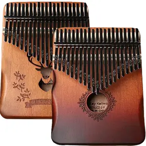 Forest Deer 21-Key Kalimba, Handcrafted Mahogany Thumb Piano with Gradient Finish, Ergonomic Design & Full Accessory Set