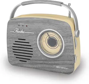 Emerson EAS-3002 Portable Bluetooth Speaker Retro Radio with AM/FM Tuner, USB/AUX Inputs - Gray