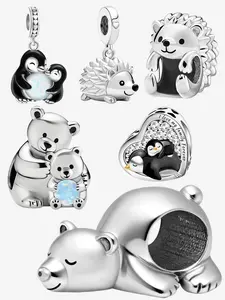 1PC New Original Cuty Animal Baby Family Series Polar Bear Penguin Hedgehog Beads and Pendant Designer Bracelet Making DIY Gift Ladies Daily Wear for Women as Gift Christmas Gifts Special Choice Beads Charms Accessories
