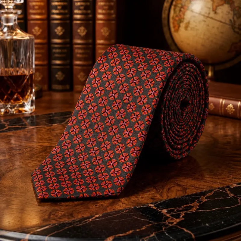 COOGI Red/Purple Medallion Micro-Pattern Designer Tie, New
