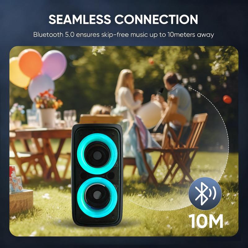 Portable Outdoor   High-Power Subwoofer RGB Atmospheric Lighting Effects Supports , USB, MIC, AUX, TWS Versatile for Indoor/Outdoor Settings Ideal for Camping, Gatherings, Family Parties,  Perfect Holiday Gift Audio Wireless Bluetooth Speaker