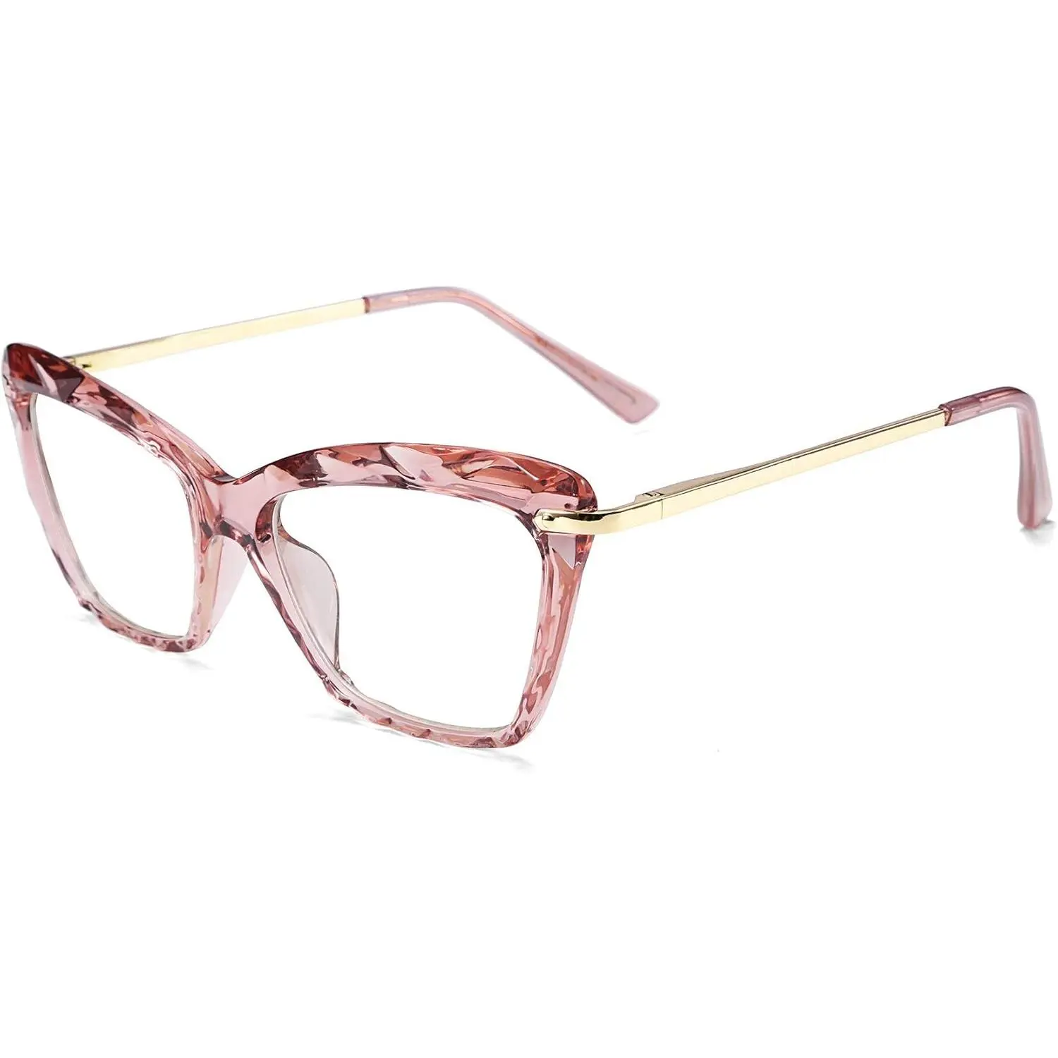 EyeconicFinds Crystal Cat Eye Glasses Frame Blue Light Blocking Computer Eyewear B2500