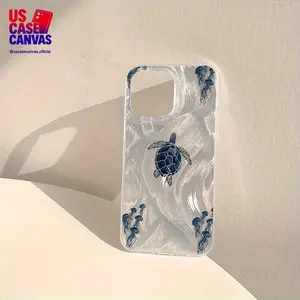 The Sea Turtle Jellyfish Pattern Is Suitable for Full Edge Protection Phone Cases for iPhone 16 Pro Max, 12 Pro, 12 Pro Max with Transparent Edges, 1 Cover Smartphone