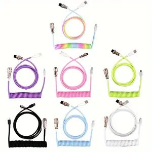 1.5-meter Type-C interface mechanical keyboard braided cable - USB keyboard cable suitable for mechanical keyboards, pilot desktop computer organization, aviation plug copper core