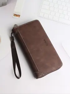 Men's Long Wallet 19.5cm, Luxury Alligator Pattern, Fits Phone and Cards, Thin 2cm, Air Sensory, Wrist Strap Handbag Dual Mode, Best Christmas Gift