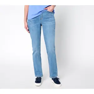 Isaac Mizrahi Live! Petite Indigo True Denim Straight Leg Ankle Jeans