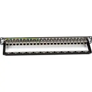 Black Box JPM814A Shielded Cat6 Feed-Through Patch Panel - 24 Ports, Patching Without Punching, Snap Connectors