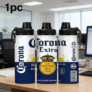 1pc 20oz Stainless Steel Sports Water Bottle, Vacuum Insulated, Straight Drink Spout, Fashion Print Design, Portable for Gym Travel Daily Commute