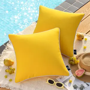 Phantoscope Pack of 2 Outdoor Waterproof Throw Pillow Covers Decorative Square Cushion Case Patio Pillows for Couch Tent