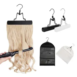 UPGRADE  Halo Hair Extensions Hanger Wig Holder Wig Storage Hair Extension Holder Bag Black Hair Extension Holder Hair Extensions, Anti-slip Wigs & Accessories Dust-proof  and Portable Hair Extensions Human Hair Wig Hanger 2 count Black & White