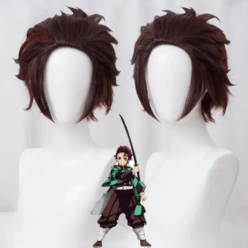 Unisex 1-Size Heat-Resistant Anime Cosplay Wigs (52-60cm, Adjustable Headband) for Halloween - Kamado Tanjiro, Agatsuma Zenitsu, Kanroji Mitsuri, Tomioka Giyu, Tokito Muichiro Character Wigs (Toys & Hobbies DIY Specialty Supplies)