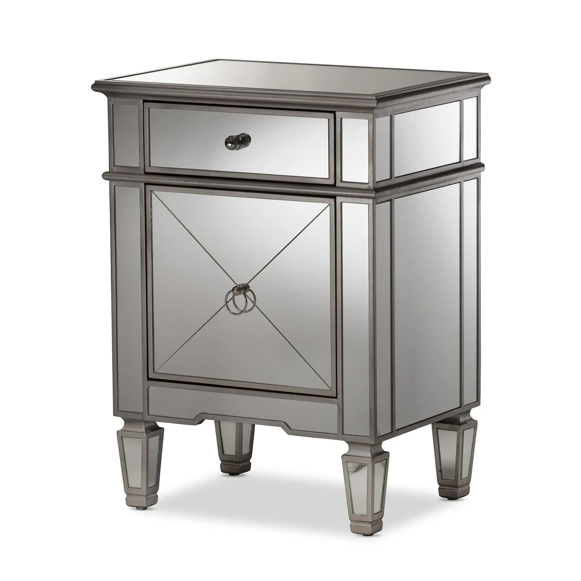 Baxton Studio Claudia Hollywood Regency Mirrored Nightstand Baxton Studio Claudia Hollywood Regency Mirrored Nightstand