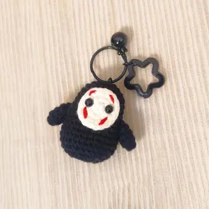 Crochet No Face Man Keychain, Amigurumi Faceless Man Keyring, Spirited Away, Stuffed Toy Plushie Kaonashi Keychain, Cute Gift