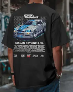 Midnight R34 Fan Art T-Shirt • Skyline Street Drift Legend Graphic Unisex Tee Gift for JDM Lovers