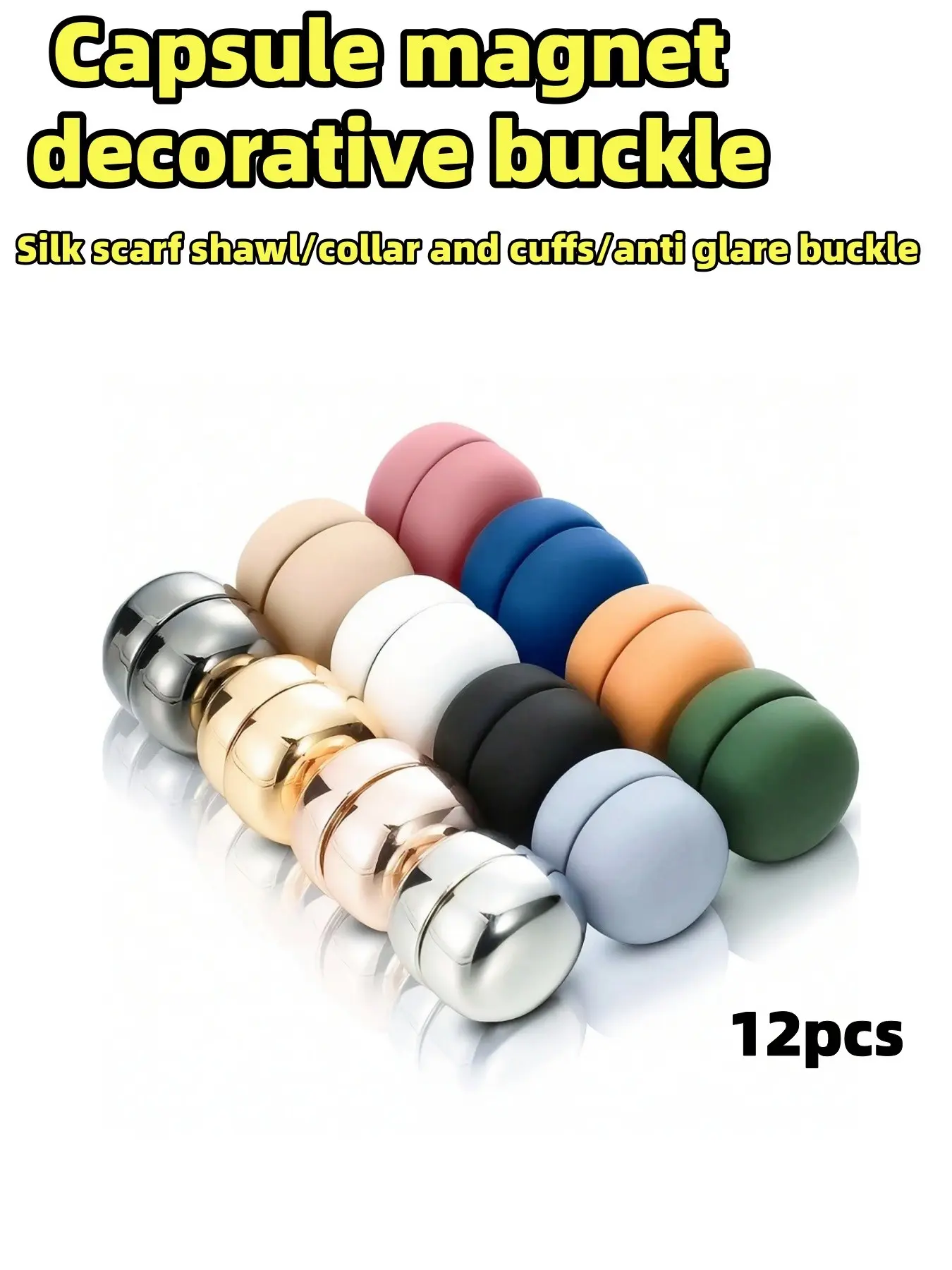 12pcs Magnetic Headscarf Pins, Multi-Use Hookless Scarf Clips, Needle-Free Tiebacks, Women's Clothing Accessories, Stylish & Practical, for Muslim Hijabs