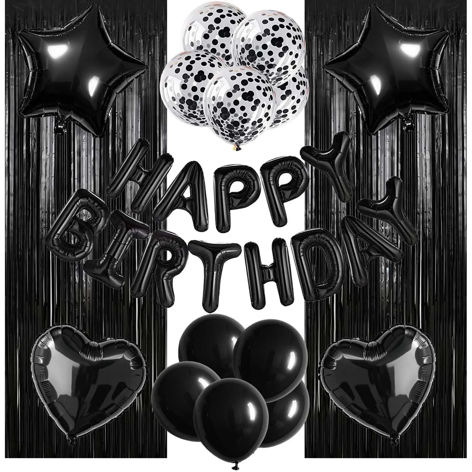 31pcs Birthday Party Decorations Set, Balloon Decorations Kit, Happy Birthday Balloons Banner, Letter Balloons, Heart & Star Foil Balloons, Confetti & Latex Balloon