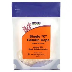 NOW Foods Single "0" Gelatin Caps, Approx. 250 Empty Gelatin Capsules, 0.85 oz (24 g)